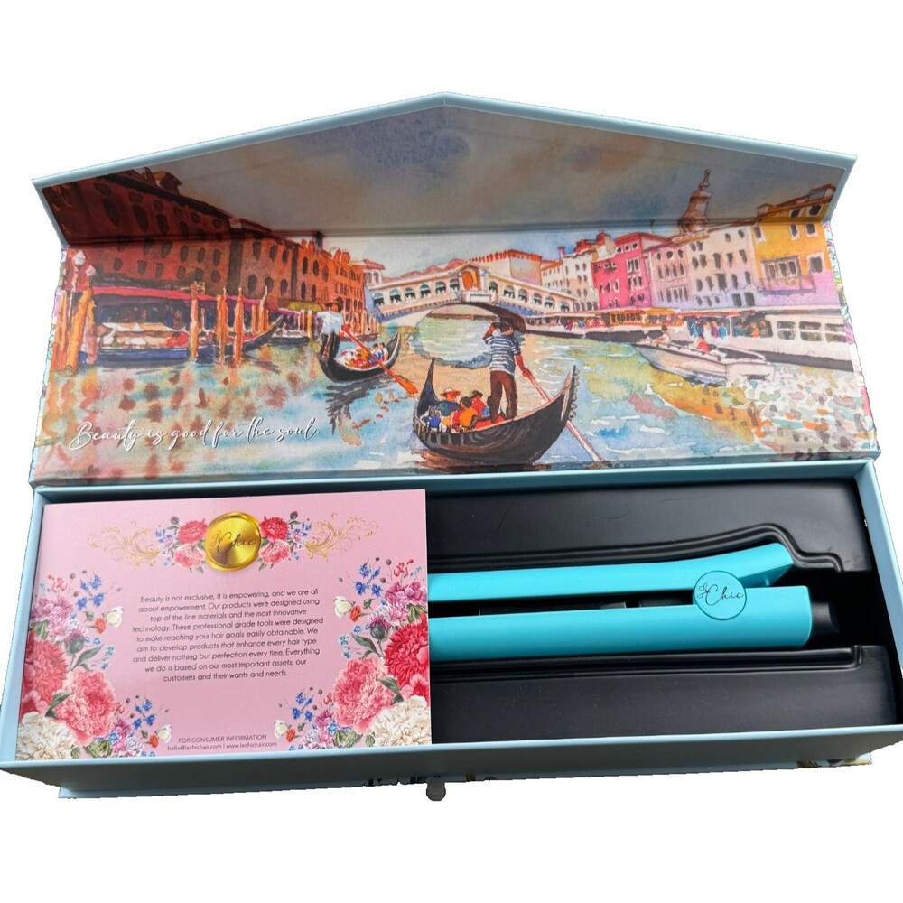 Le Chic IONIK Ceramic Flat Iron Dual Voltage Floating Plates Blue